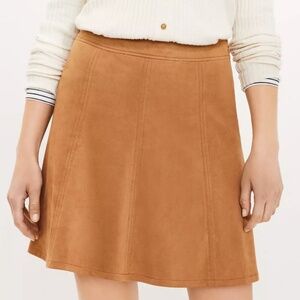 Loft Faux Suede Flippy Skirt - Color: Brown/Camel, Size: 4